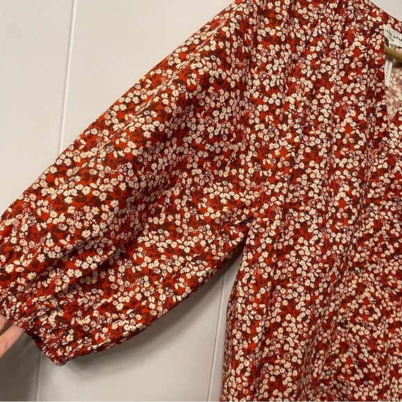 APIECE Apart Mitte Top Floral Blouse Red flowers Patterned Poplin Cotton Organic - Picture 11 of 12